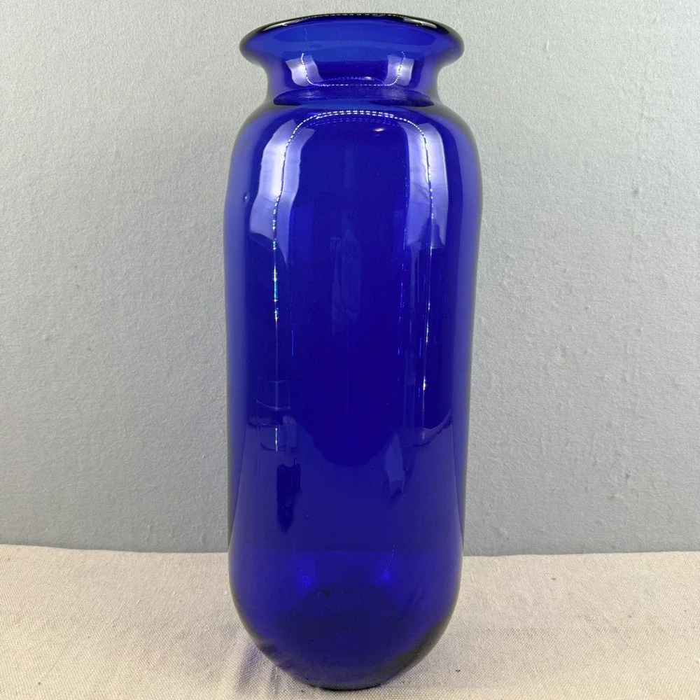 VTG Blenko 8137s Cobalt Blue Glass Cylinder Vase 15